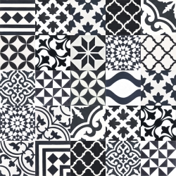 articma cement tiles patchwork, black and white