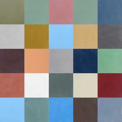 Patchwork of solid-colored cement tiles – a unique mix of vibrant and neutral tones